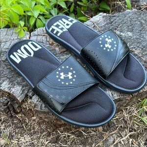 NWOT:Under Armour Black FREEDOM Adjustable Slide Sandals•SIZE 14